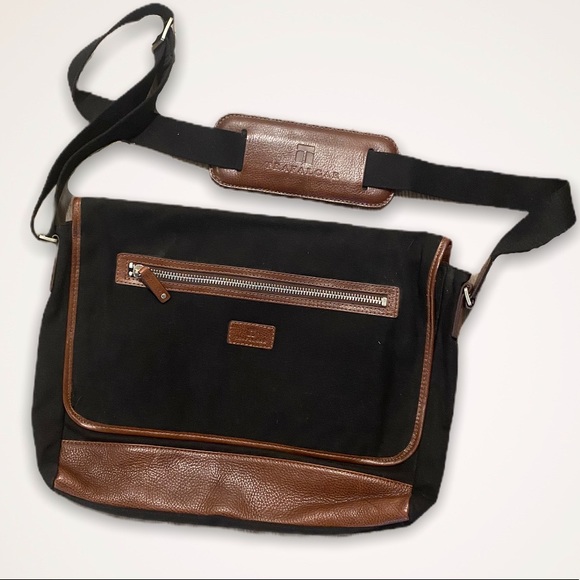 NWOT Trafalgar Messenger Bag Leather and Canvas - Picture 1 of 5